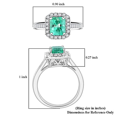 Rhapsody Boyaca Colombian Emerald and E-F VS Diamond 2.20 ctw Halo Ring in 950 Platinum (Size 6.0) 7.50 Grams
