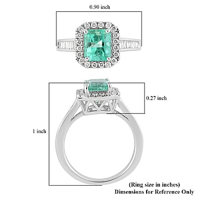 Rhapsody Boyaca Colombian Emerald and E-F VS Diamond 2.20 ctw Halo Ring in 950 Platinum (Size 9.0) 7.50 Grams