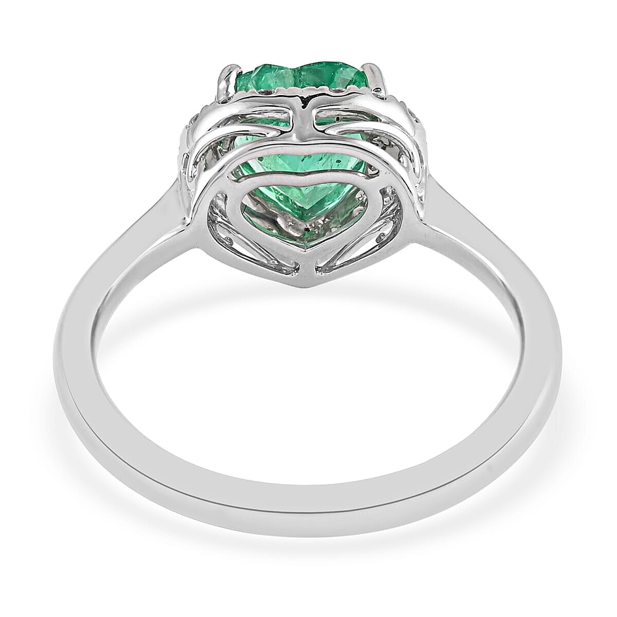 Rhapsody AAAA Boyaca Colombian Emerald and E-F VS Diamond 1.60 ctw Ring in 950 Platinum (Size 6.0) 4.80 Grams image number 3