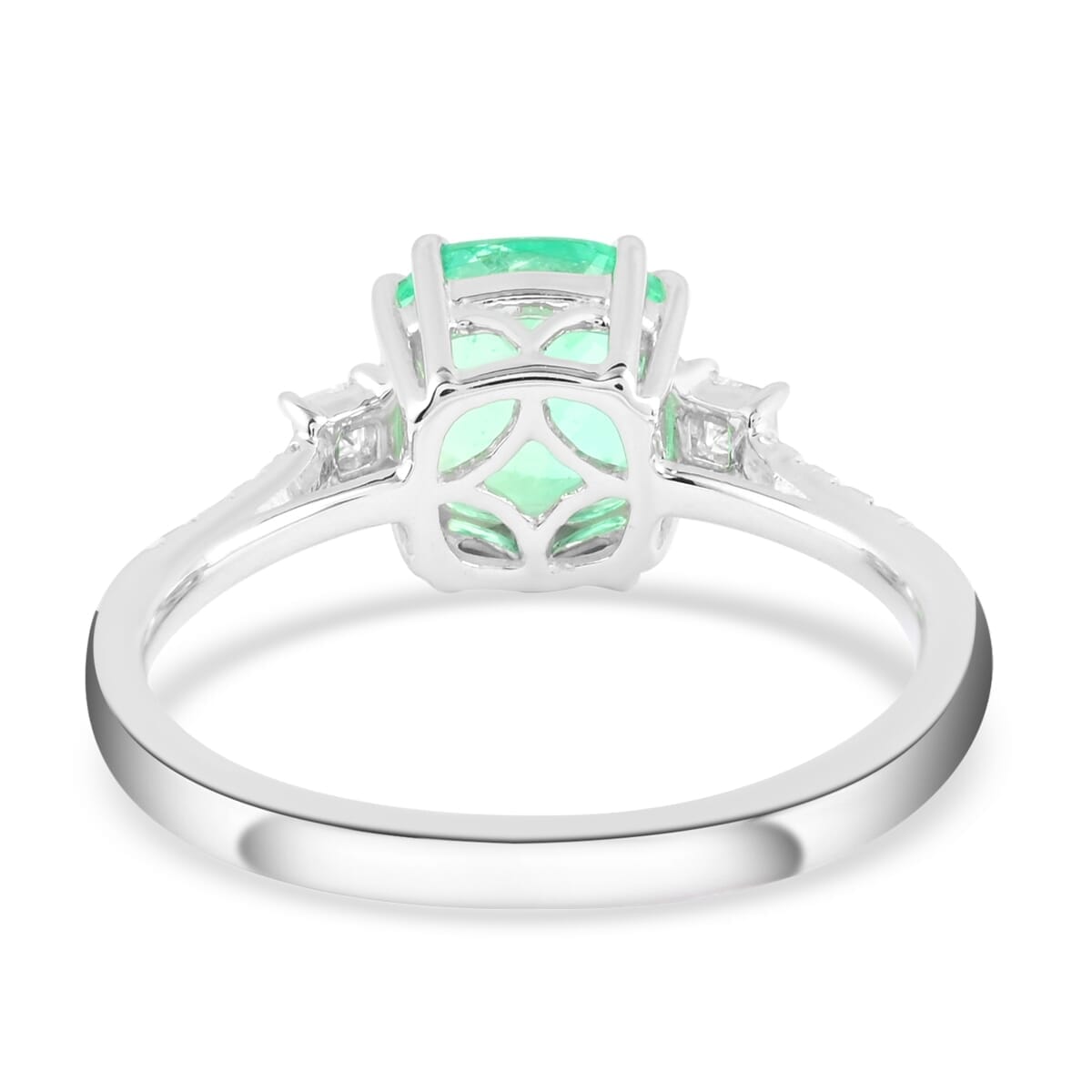 Rhapsody AAAA Boyaca Colombian Emerald and E-F VS Diamond 1.90 ctw Ring in 950 Platinum (Size 7.5) 4 Grams image number 4