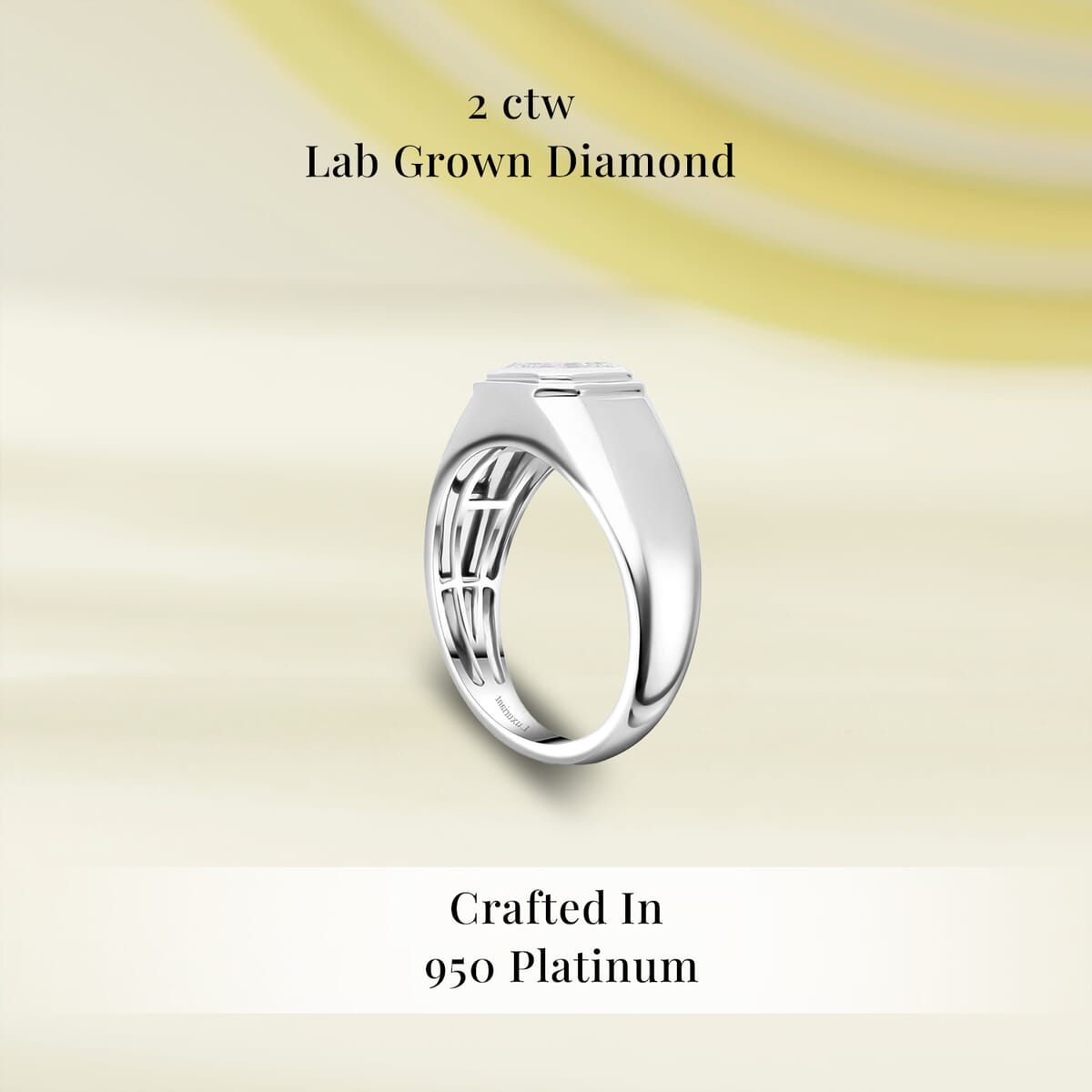 IGI Certified Asscher Cut Luxuriant Lab Grown Diamond G VS 2.00 ctw Men's Ring in 950 Platinum (Size 9.5) 10.65 Grams image number 2