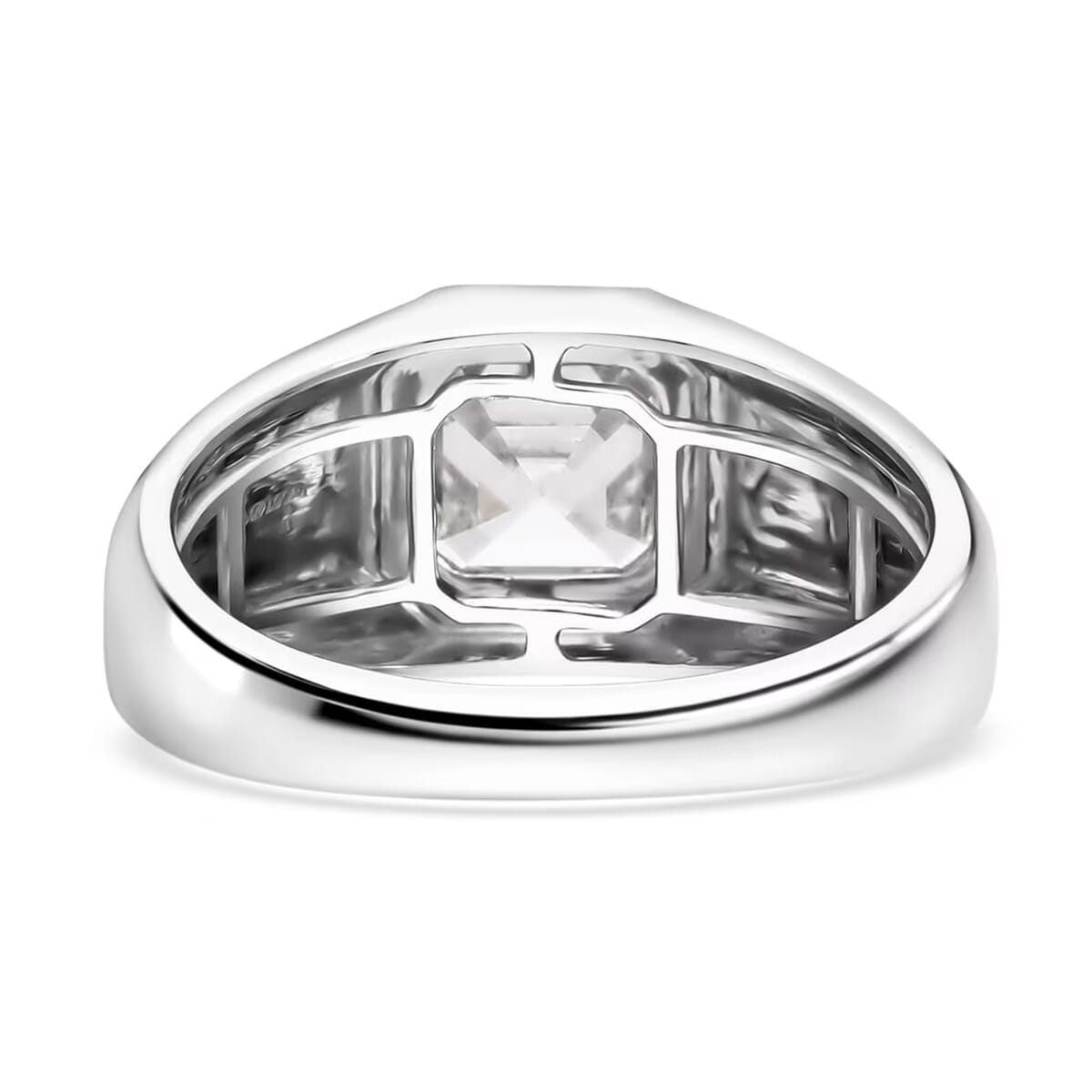 IGI Certified Asscher Cut Luxuriant Lab Grown Diamond G VS 2.00 ctw Men's Ring in 950 Platinum (Size 9.5) 10.65 Grams image number 9