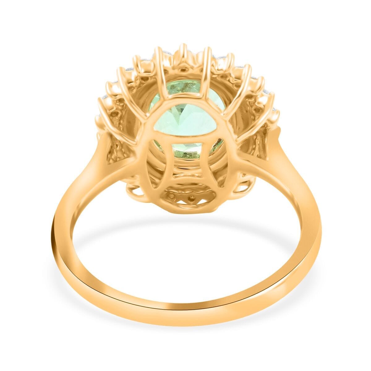 Iliana AAA Boyaca Colombian Emerald and G-H SI Diamond 3.00 ctw Sunburst Ring in 18K Yellow Gold (Size 6.0) 5.40 Grams image number 4