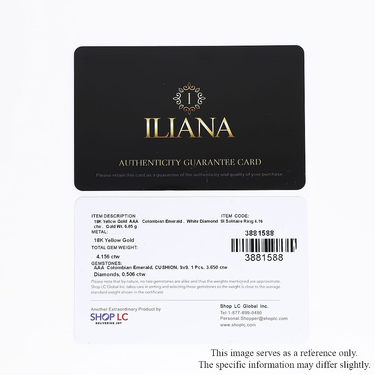 One Of A Kind Iliana AAA Boyaca Colombian Emerald and G-H SI Diamond 4.15 ctw Ring in 18K Yellow Gold (Size 8.0) 6 Grams image number 5