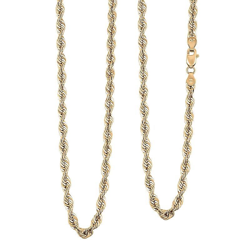 Laser Rope 4mm Chain Necklace in 10K Yellow Gold 7 Grams 24 Inches