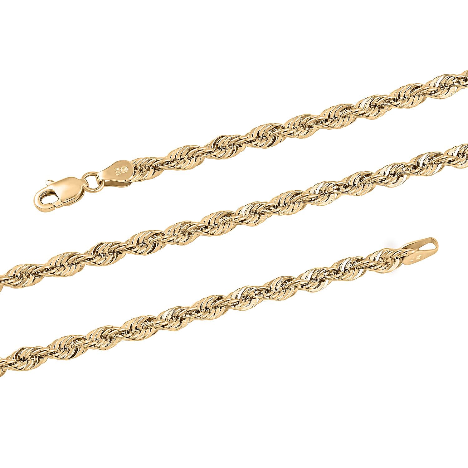Laser Rope 4mm Chain Necklace in 10K Yellow Gold 7 Grams 24 Inches