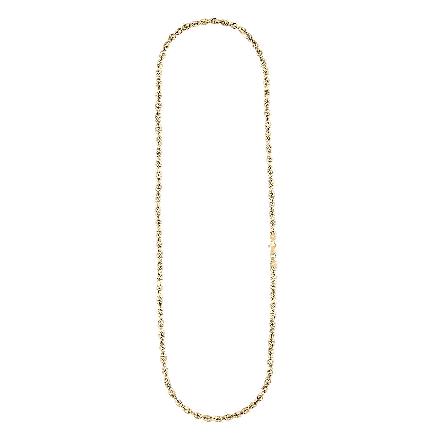 Laser Rope 4mm Chain Necklace in 10K Yellow Gold 7 Grams 24 Inches