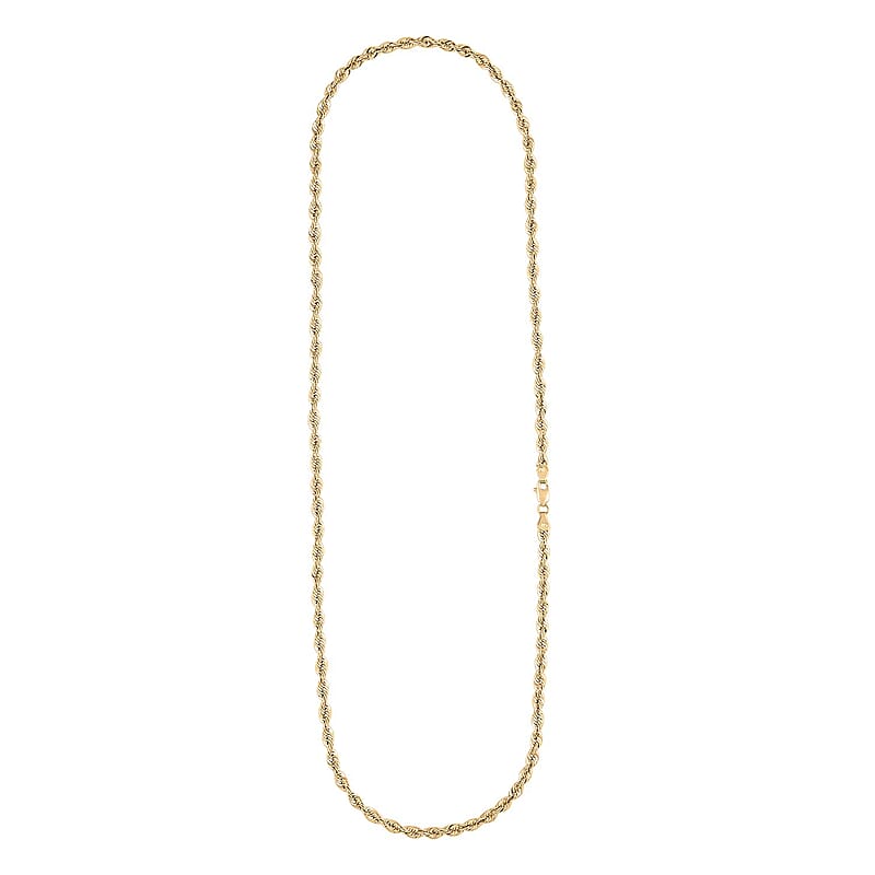 Laser Rope 4mm Chain Necklace in 10K Yellow Gold 7 Grams 24 Inches