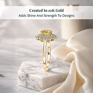 AAA Madagascar Yellow Sapphire and Luxuriant Lab Grown Diamond (SI) 2.15 ctw Snowflake Ring in 10K Yellow Gold (Size 6.0)