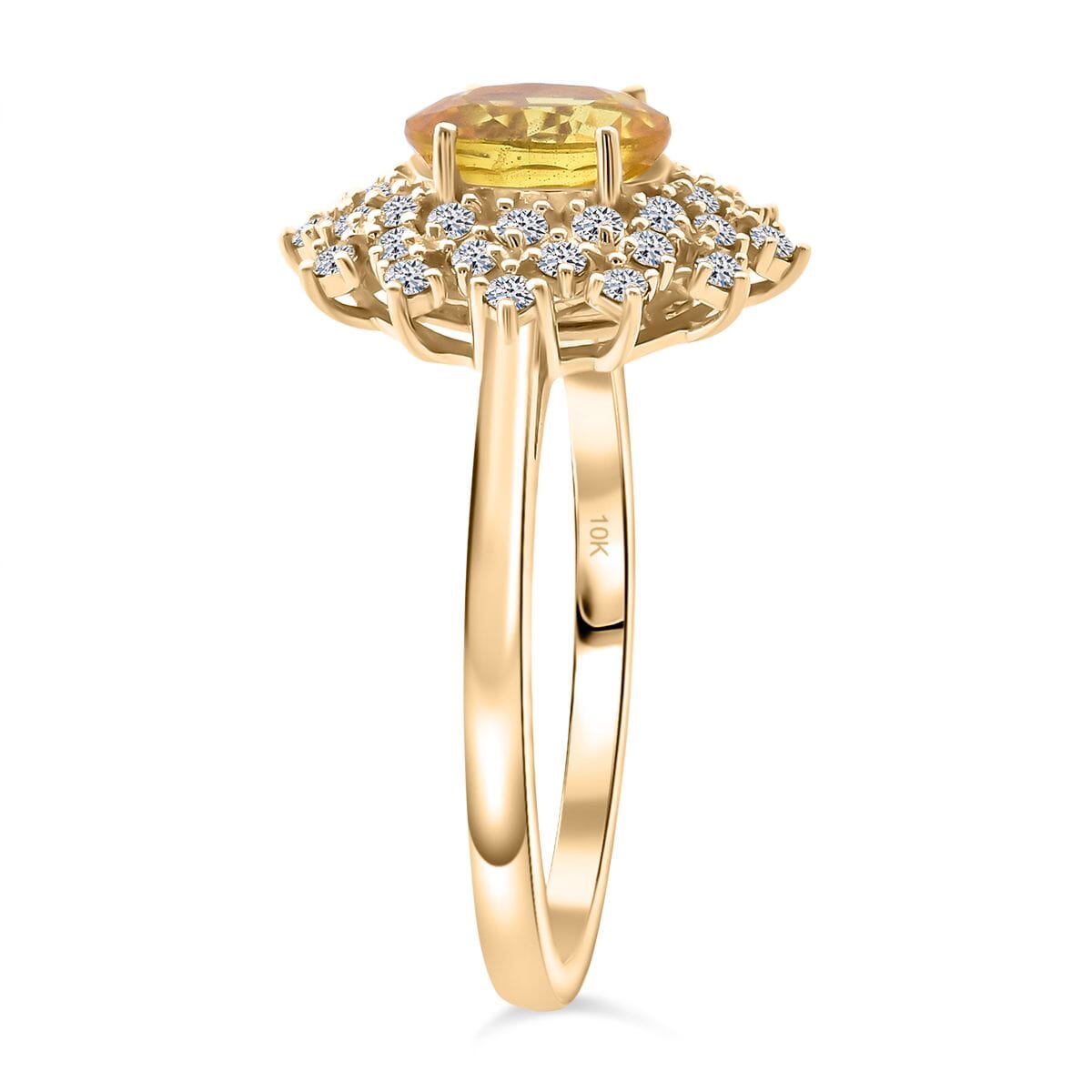 AAA Madagascar Yellow Sapphire and Luxuriant Lab Grown Diamond (SI) 2.15 ctw Snowflake Ring in 10K Yellow Gold (Size 6.0) image number 3