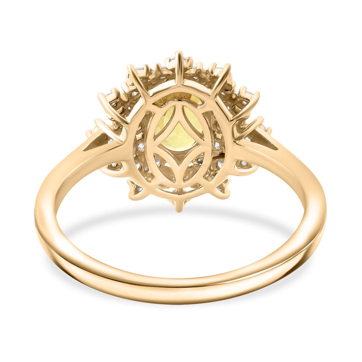 AAA Madagascar Yellow Sapphire and Luxuriant Lab Grown Diamond (SI) 2.15 ctw Snowflake Ring in 10K Yellow Gold (Size 6.0) image number 4