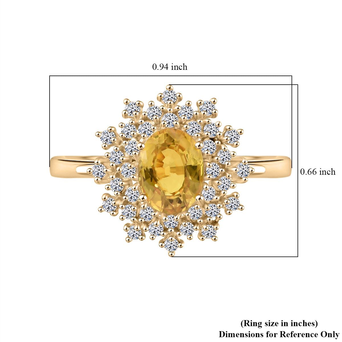 AAA Madagascar Yellow Sapphire and Luxuriant Lab Grown Diamond (SI) 2.15 ctw Snowflake Ring in 10K Yellow Gold (Size 6.0) image number 5