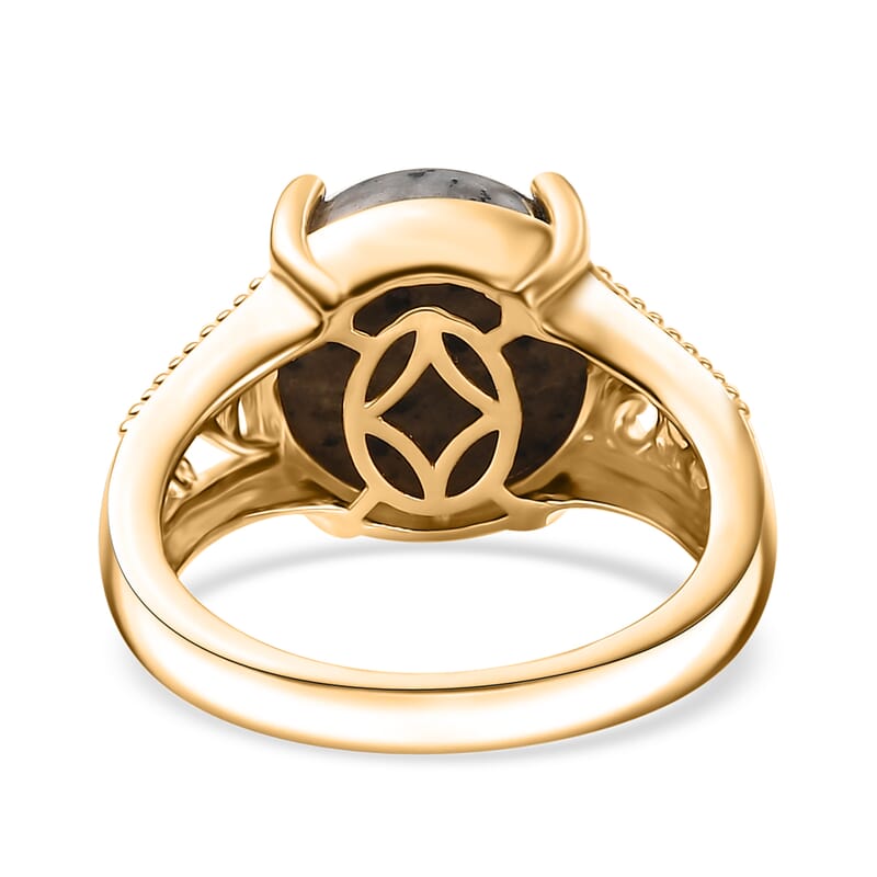 D'Joy Natural Yooperlite 6.80 ctw Eldoria Glow Ring in 18K Vermeil Yellow Gold Over Sterling Silver (Size 10.0) with Free UV Flash Light