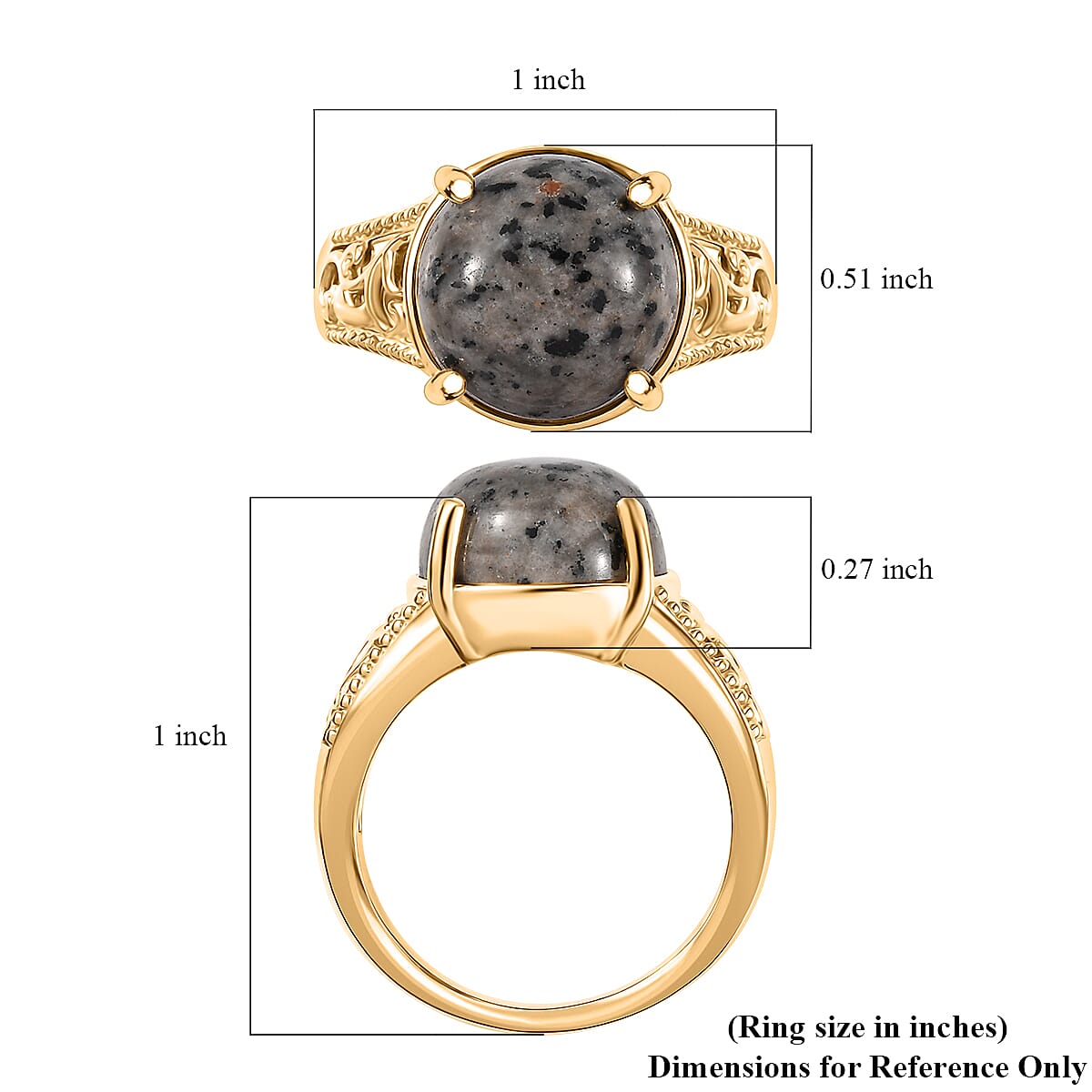 D'Joy Natural Yooperlite 6.80 ctw Eldoria Glow Ring in 18K Vermeil Yellow Gold Over Sterling Silver (Size 10.0) with Free UV Flash Light