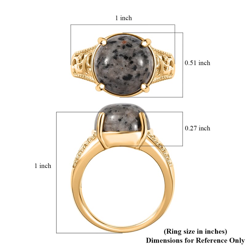 D'Joy Natural Yooperlite 6.80 ctw Eldoria Glow Ring in 18K Vermeil Yellow Gold Over Sterling Silver (Size 10.0) with Free UV Flash Light