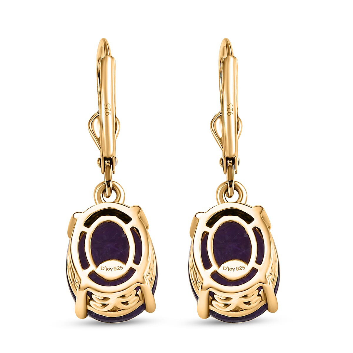 D'Joy Premium African Amethyst and Natural Champagne Diamond 6.65 ctw Art Deco Earrings in 18K Vermeil Yellow Gold Over Sterling Silver
