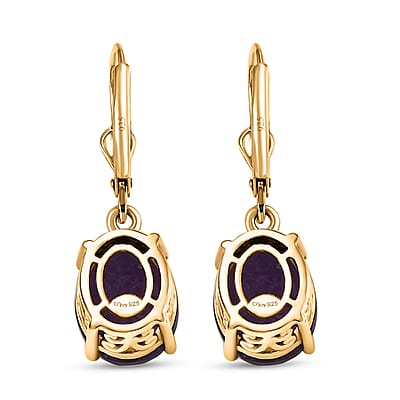 D'Joy Premium African Amethyst and Natural Champagne Diamond 6.65 ctw Art Deco Earrings in 18K Vermeil Yellow Gold Over Sterling Silver