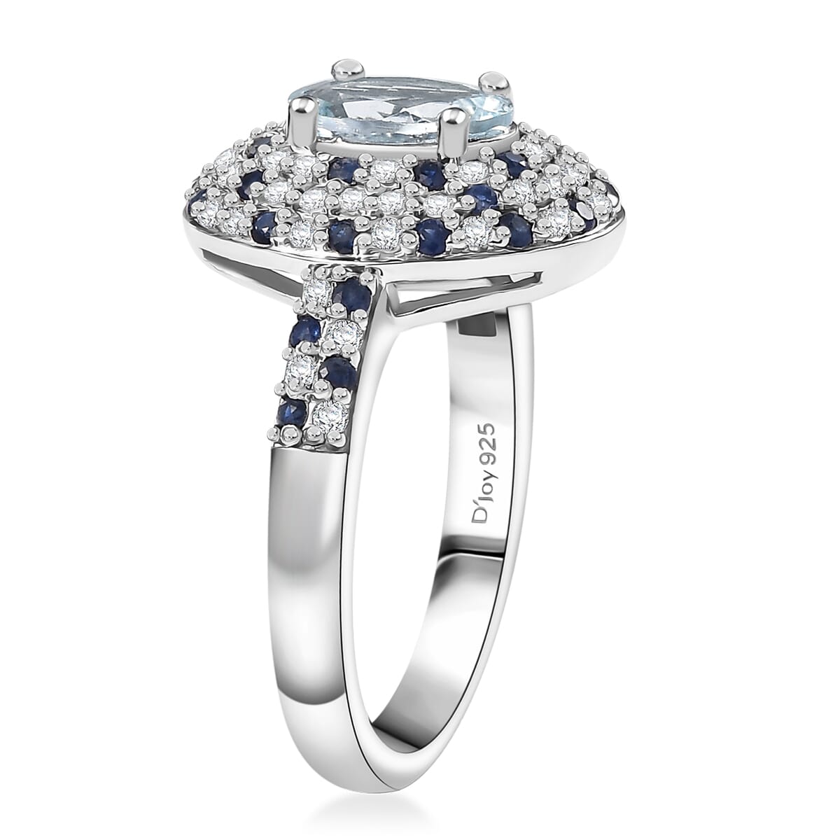 D'Joy Premium Mangoro Aquamarine and Multi Gemstone 2.00 ctw Arctic Galaxy Ring in Rhodium Over Sterling Silver (Size 7.0)  image number 3