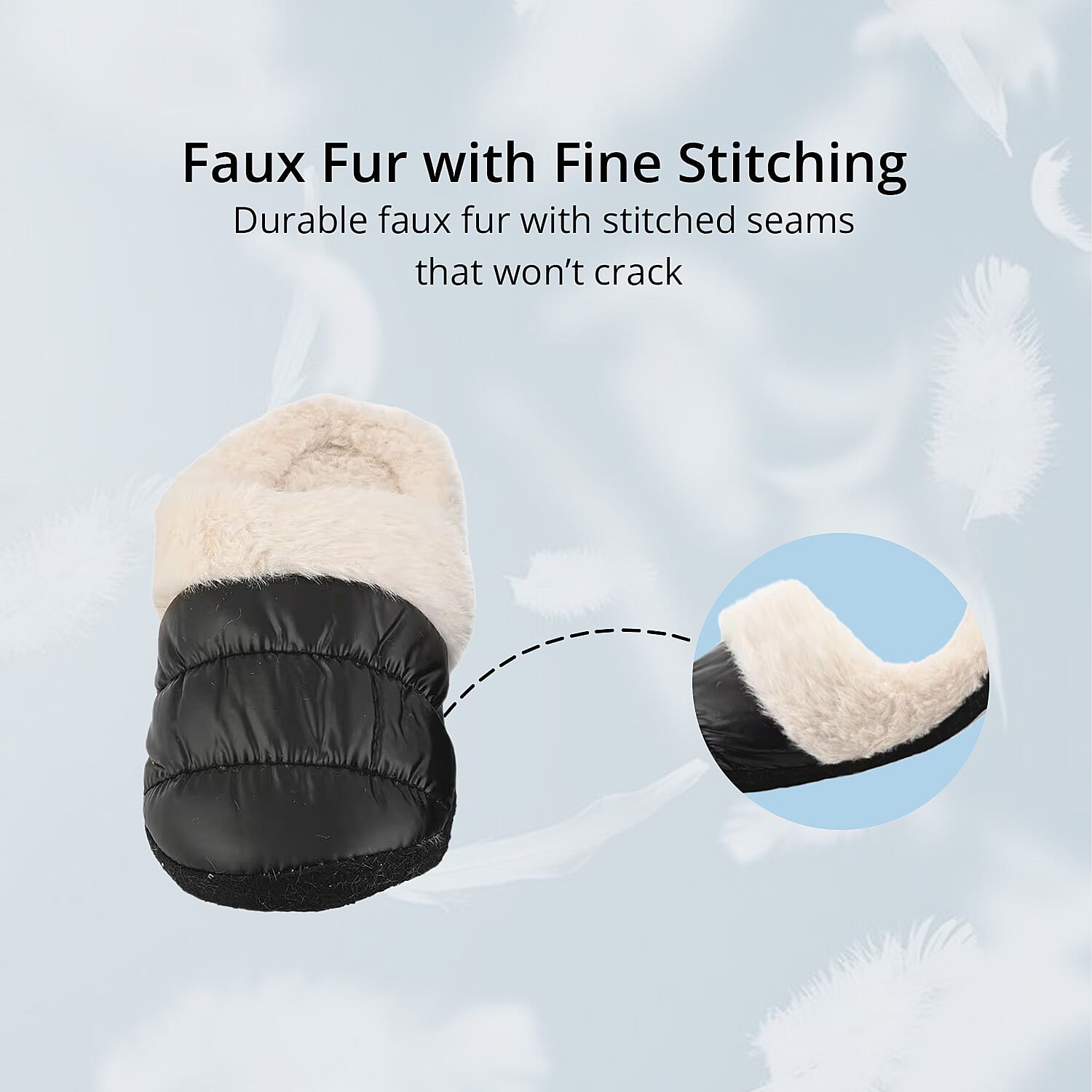 Black Metallic Plush Slippers with Memory Foam and Faux Fur Lining – S Womens Size 5/6