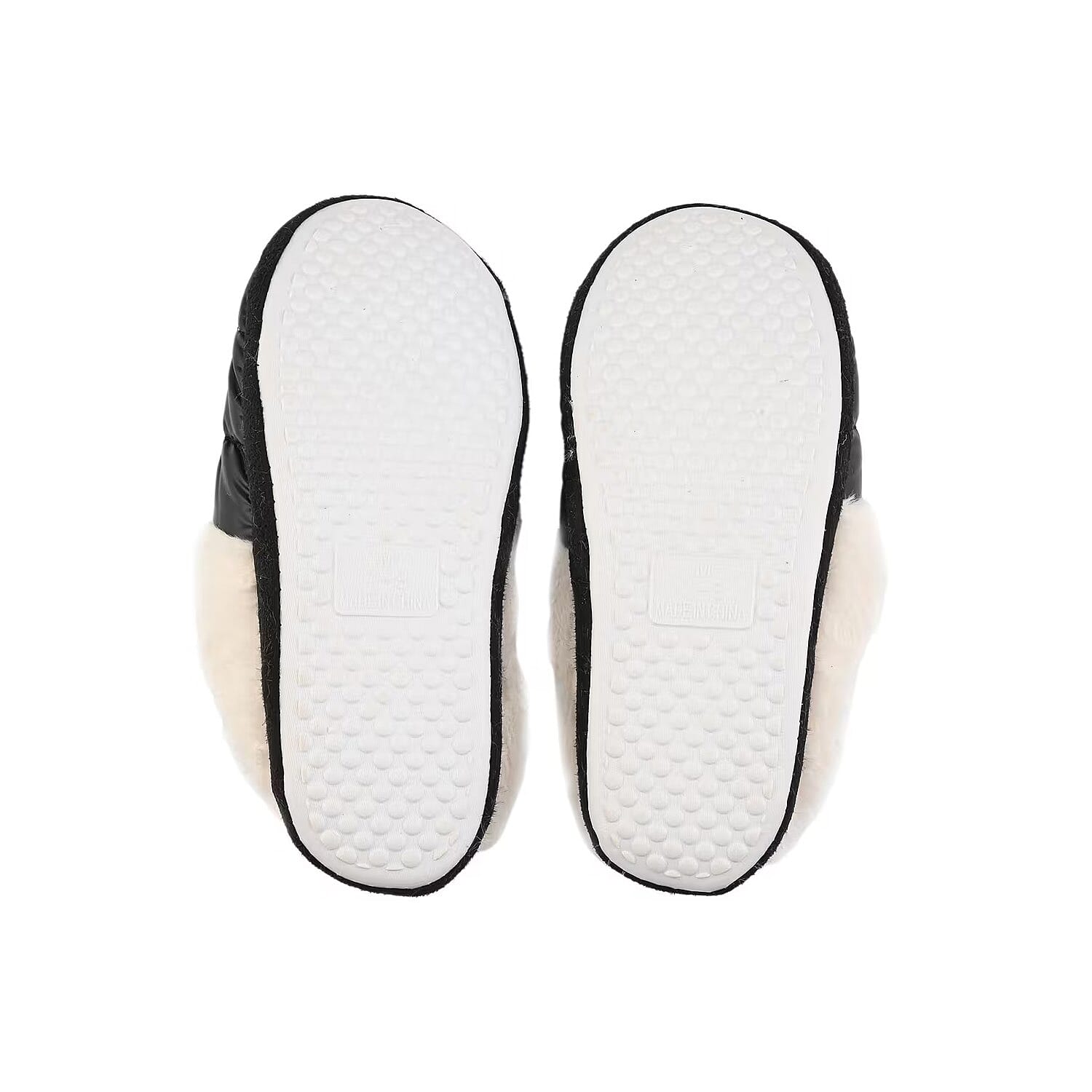 Black Metallic Plush Slippers with Memory Foam and Faux Fur Lining – S Womens Size 5/6