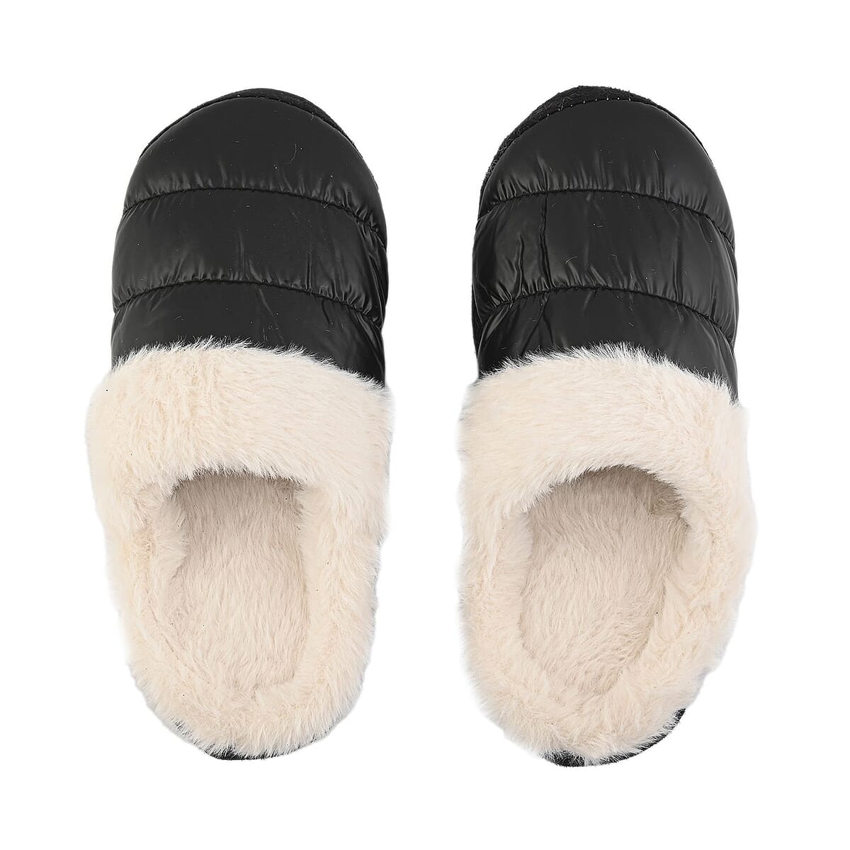 Black Metallic Plush Slippers with Memory Foam and Faux Fur Lining &ndash; XL Womens Size 10/11 image number 2