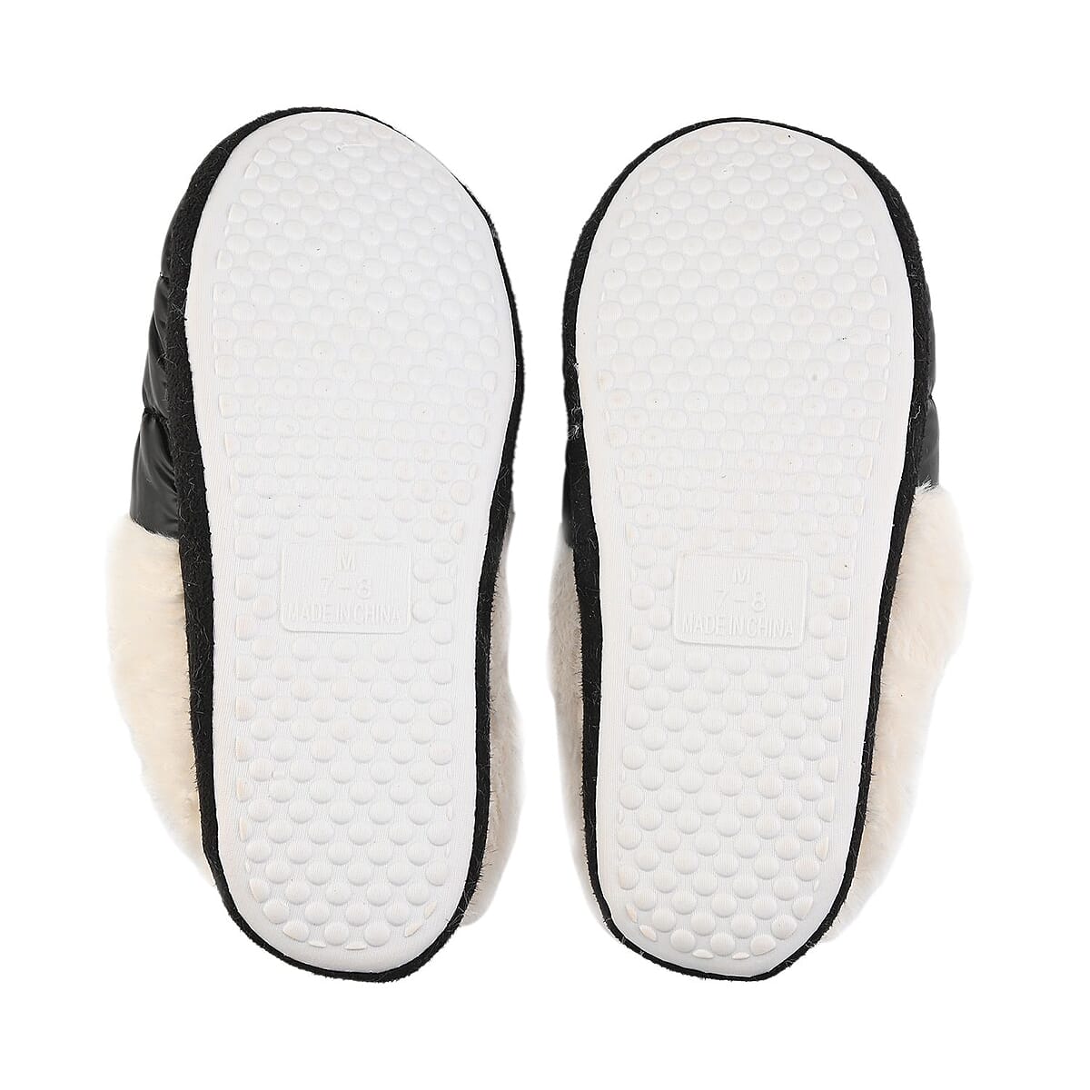 Black Metallic Plush Slippers with Memory Foam and Faux Fur Lining &ndash; XL Womens Size 10/11 image number 4