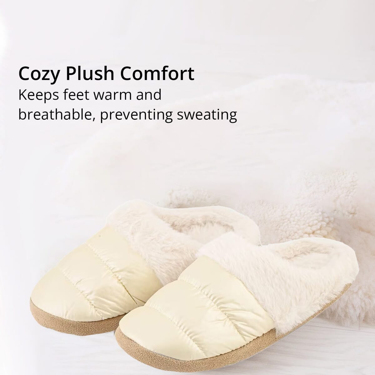 Gold Metallic Plush Slippers with Memory Foam and Faux Fur Lining – S Womens Size 5/6 image number 1