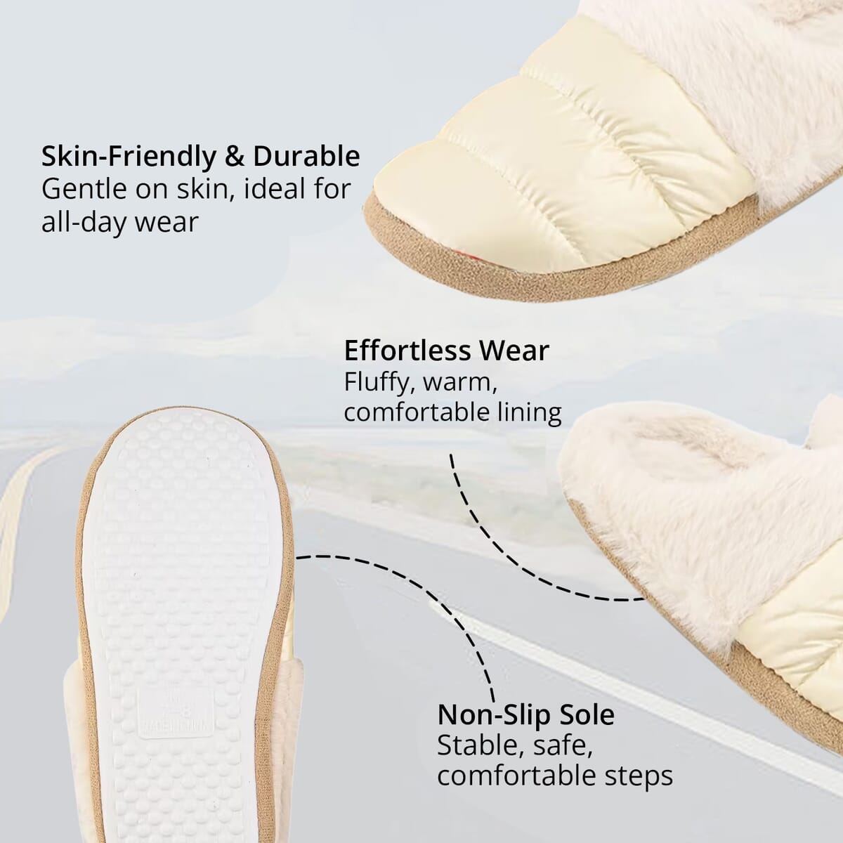 Gold Metallic Plush Slippers with Memory Foam and Faux Fur Lining – S Womens Size 5/6 image number 2