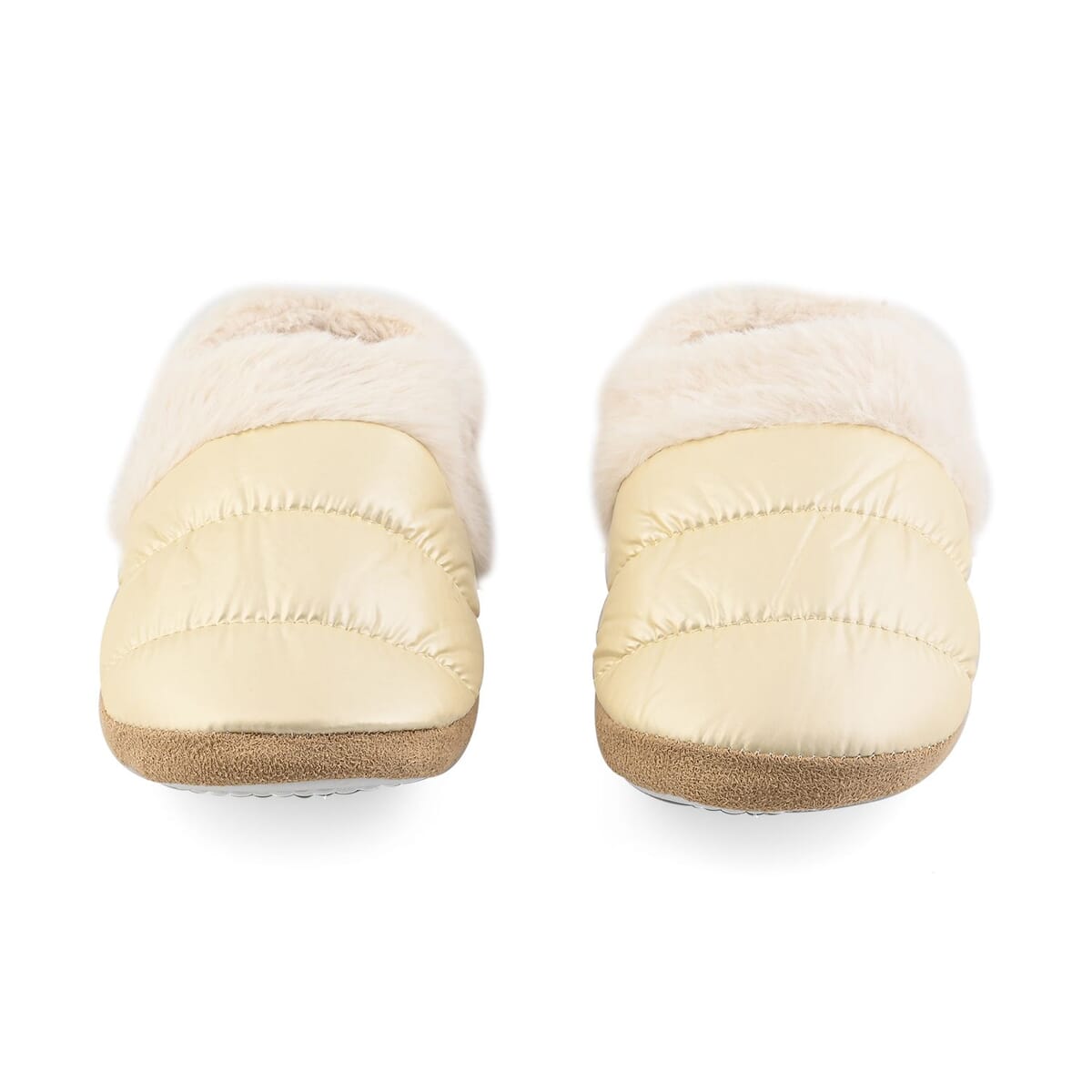 Gold Metallic Plush Slippers with Memory Foam and Faux Fur Lining – XL Womens Size 10/11 image number 1