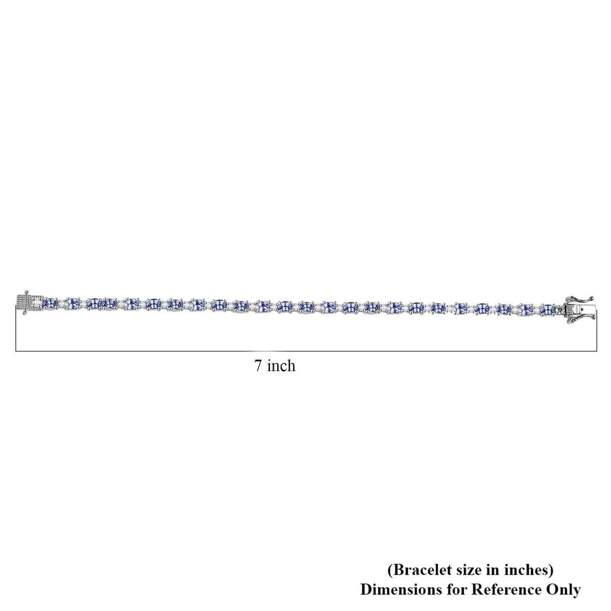 Ceylon Blue Sapphire and Luxuriant Lab Grown Diamond 7.00 ctw Water Bubbles Bracelet in Rhodium Over Sterling Silver (6.50 In) image number 4