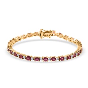 Ouro Fino Rubellite and Luxuriant Lab Grown Diamond 5.00 ctw Water Bubbles Bracelet in 18K Vermeil Yellow Gold Over Sterling Silver (7.25 In)