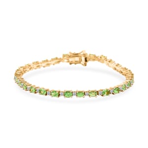 Tsavorite Garnet and Luxuriant Lab Grown Diamond 5.85 ctw Water Bubbles Bracelet in 18K Vermeil Yellow Gold Over Sterling Silver (7.25 In)
