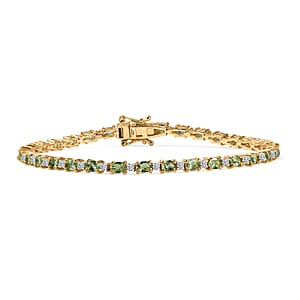 Tsavorite Garnet and Luxuriant Lab Grown Diamond 6.00 ctw Water Bubbles Bracelet in 18K Vermeil Yellow Gold Over Sterling Silver (8.00 In)