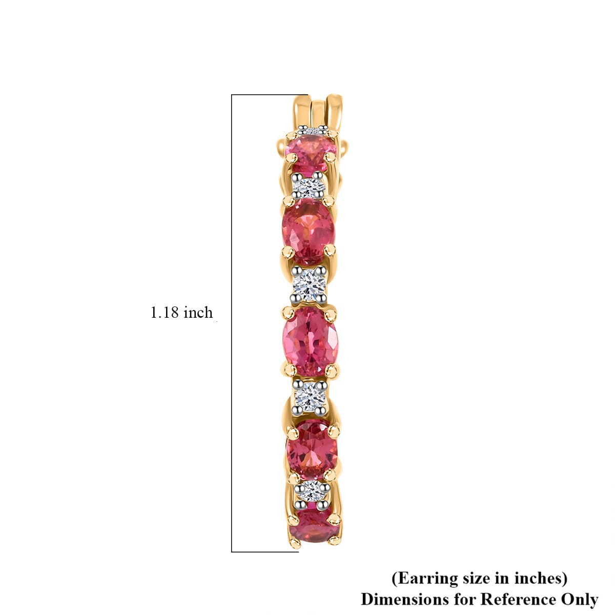 Ouro Fino Rubellite and Luxuriant Lab Grown Diamond 2.30 ctw Water Bubbles Hoop Earrings in 18K Vermeil Yellow Gold Over Sterling Silver image number 4