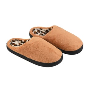 Honey Micro Velour Leopard Lined Slippers with Memory Foam– L Womens Size 9