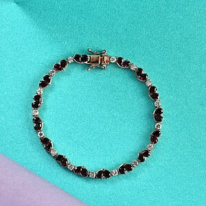 D'Joy Premium Anthill Garnet and White Zircon 7.85 ctw Heart Bracelet in 18K Vermeil Rose Gold Over Sterling Silver (6.50 In)