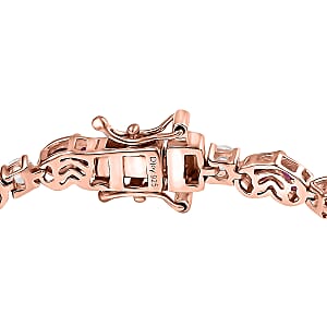 D'Joy Premium Anthill Garnet and White Zircon 7.85 ctw Heart Bracelet in 18K Vermeil Rose Gold Over Sterling Silver (6.50 In)