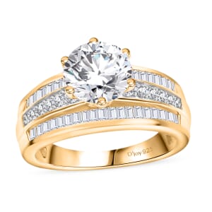 D'Joy Moissanite 3.60 ctw Ring in 18K Vermeil Yellow Gold Over Sterling Silver (Size 10.0)
