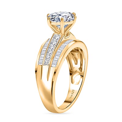 D'Joy Moissanite 3.60 ctw Ring in 18K Vermeil Yellow Gold Over Sterling Silver (Size 10.0)