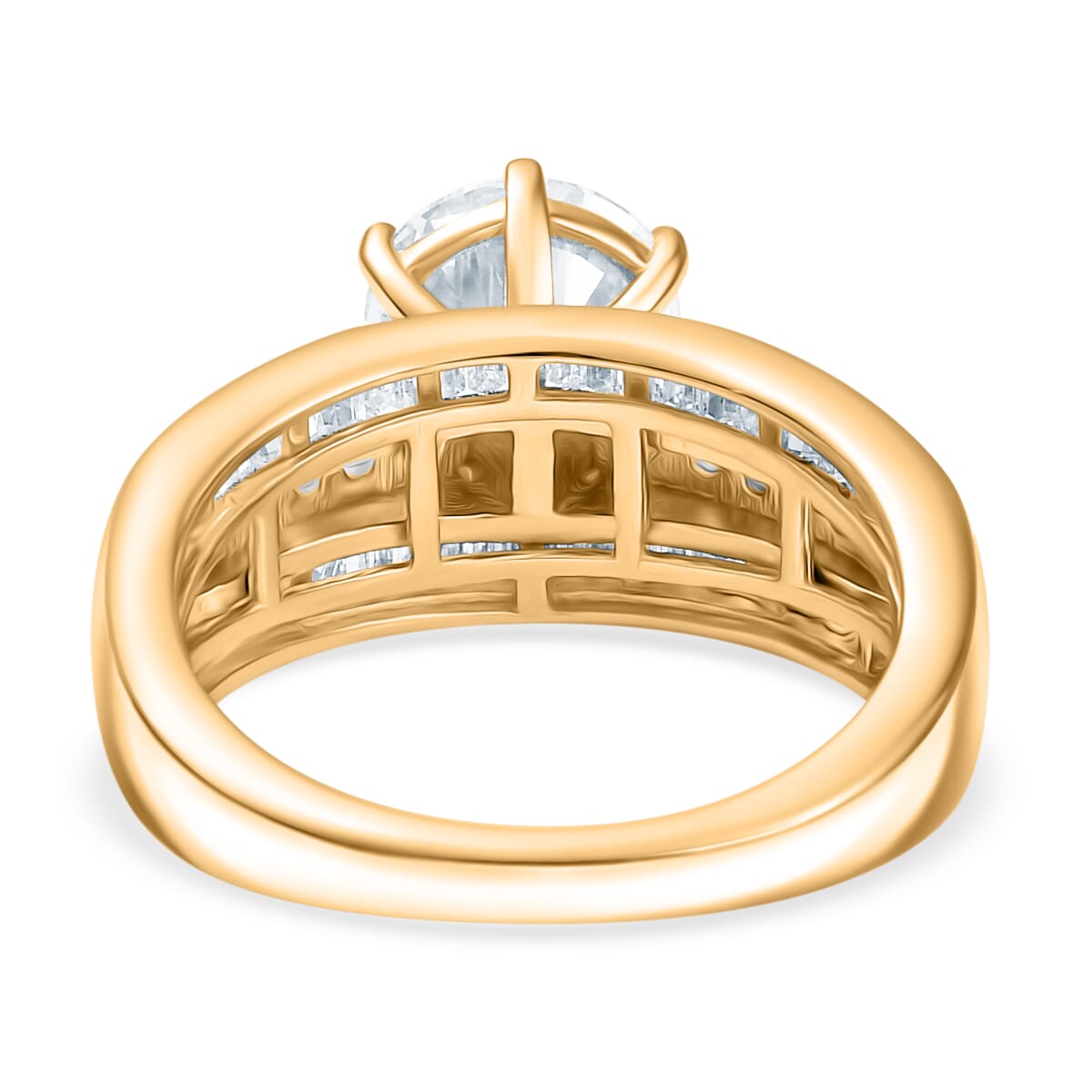 Moissanite (Rnd 8mm) Ring in 18K Vermeil YG Over Sterling Silver (Size 10.0) 3.60 ctw image number 4