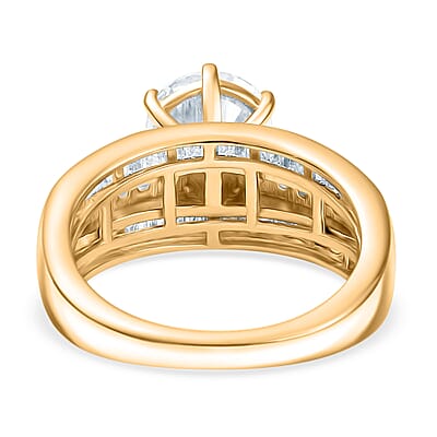 D'Joy Moissanite 3.60 ctw Ring in 18K Vermeil Yellow Gold Over Sterling Silver (Size 10.0)