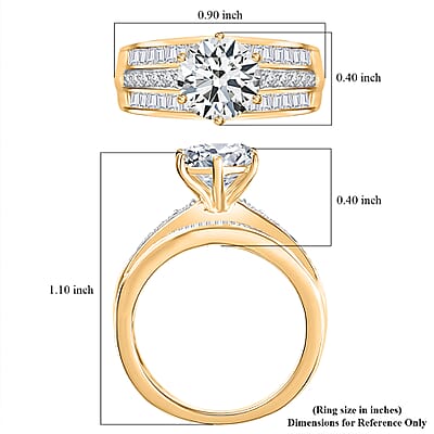 D'Joy Moissanite 3.60 ctw Ring in 18K Vermeil Yellow Gold Over Sterling Silver (Size 10.0)