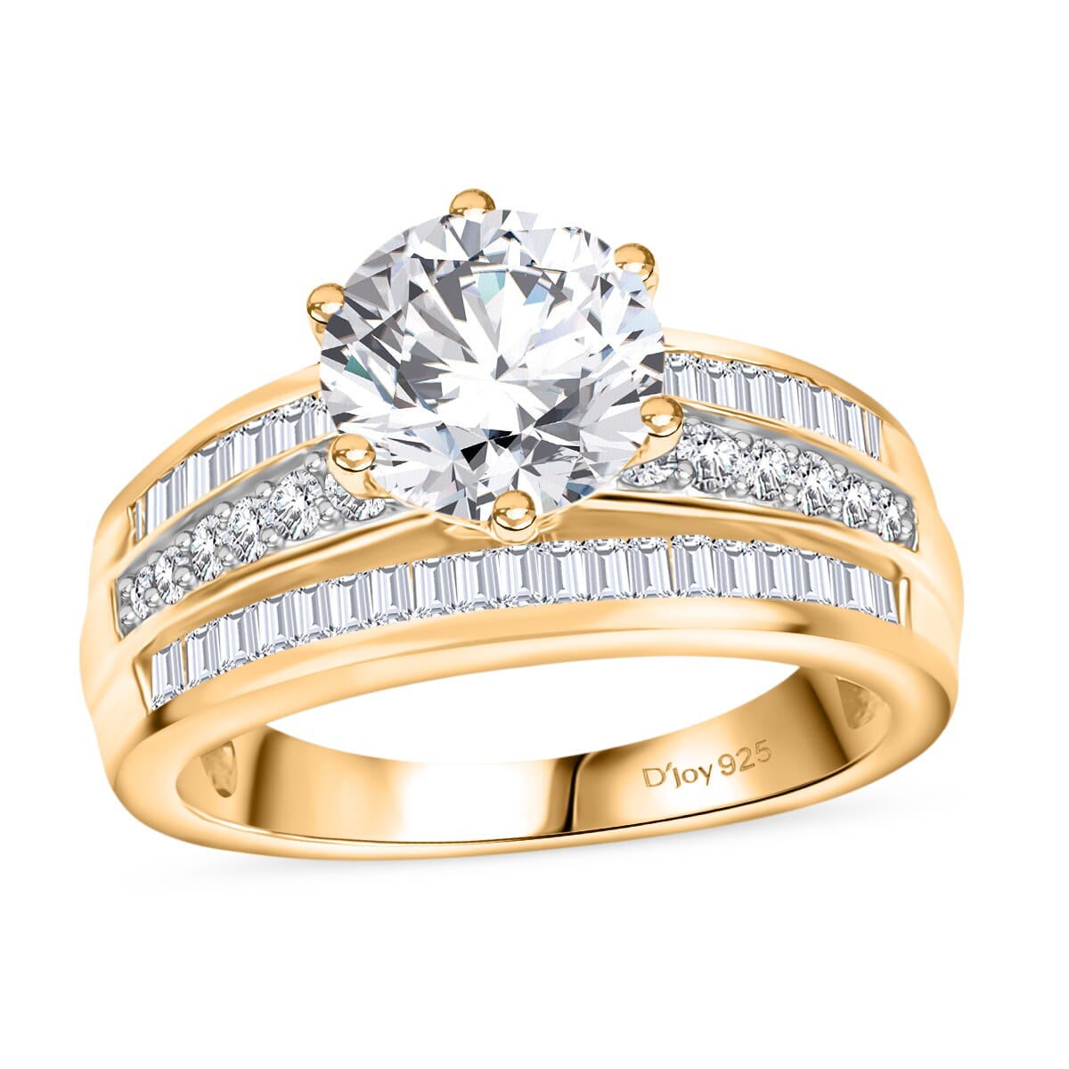 D'Joy Moissanite 3.60 ctw Ring in 18K Vermeil Yellow Gold Over Sterling Silver (Size 11.0) image number 0