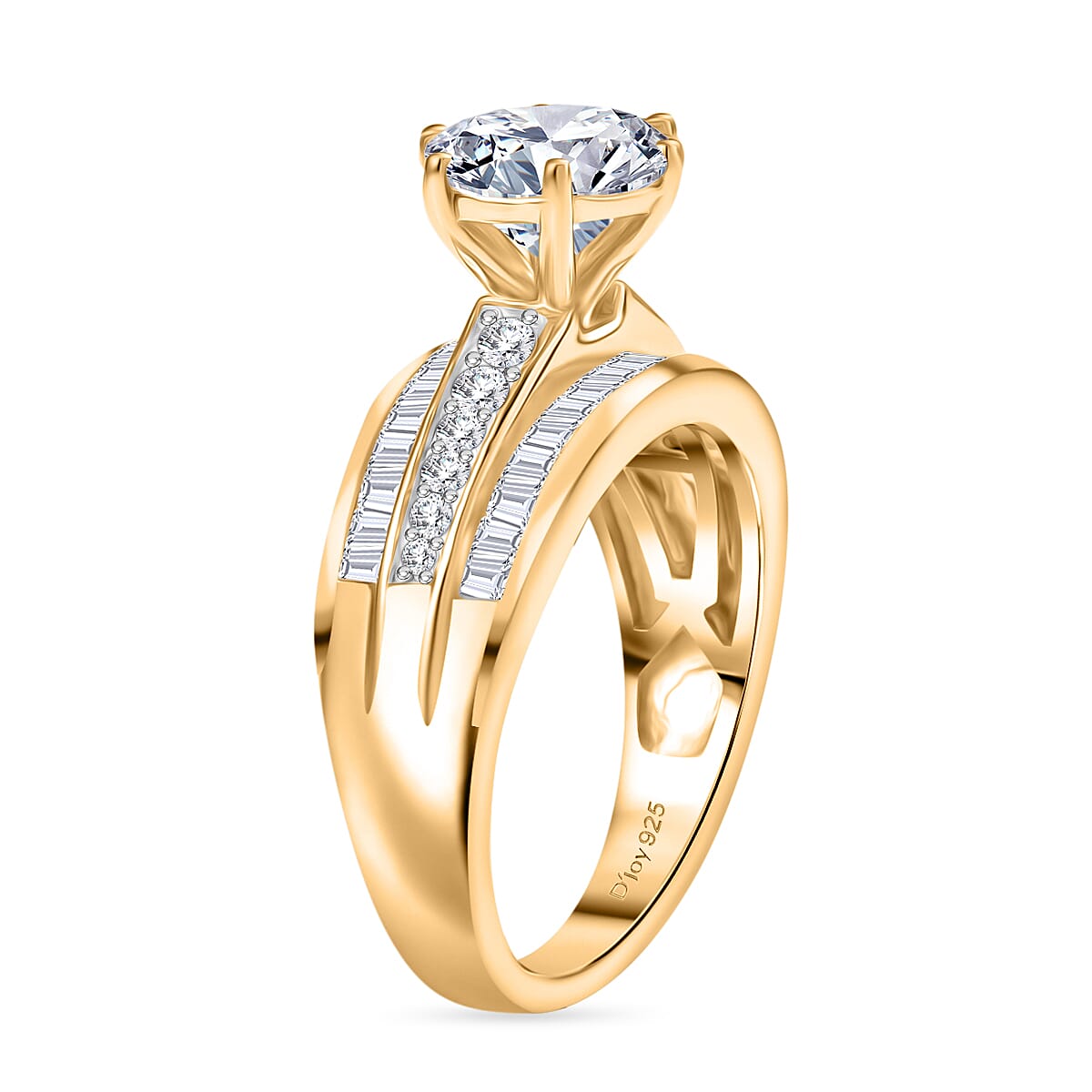D'Joy Moissanite 3.60 ctw Ring in 18K Vermeil Yellow Gold Over Sterling Silver (Size 7.0) image number 3