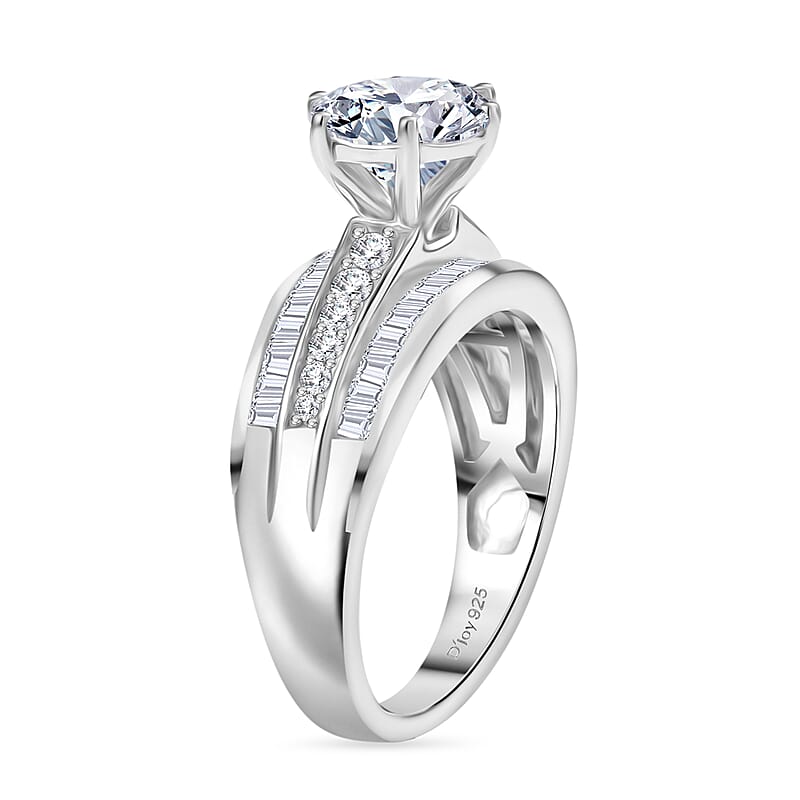 D'Joy Moissanite 3.60 ctw Ring in Rhodium Over Sterling Silver (Size 10.0)