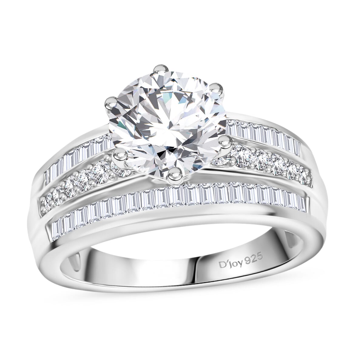 D'Joy Moissanite 3.60 ctw Ring in Rhodium Over Sterling Silver (Size 6.0) image number 0