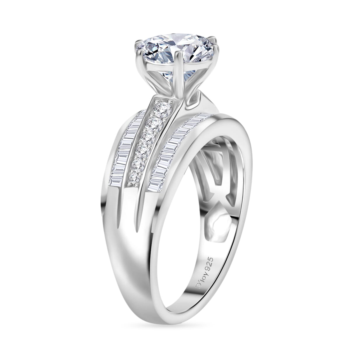 D'Joy Moissanite 3.60 ctw Ring in Rhodium Over Sterling Silver (Size 6.0) image number 3