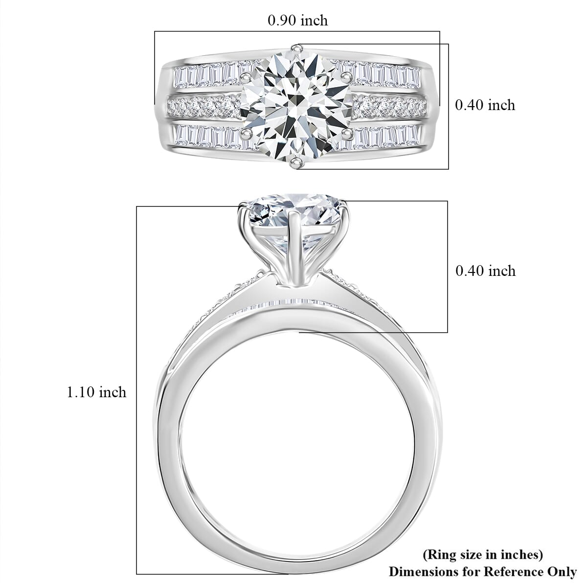 D'Joy Moissanite 3.60 ctw Ring in Rhodium Over Sterling Silver (Size 7.0) image number 5