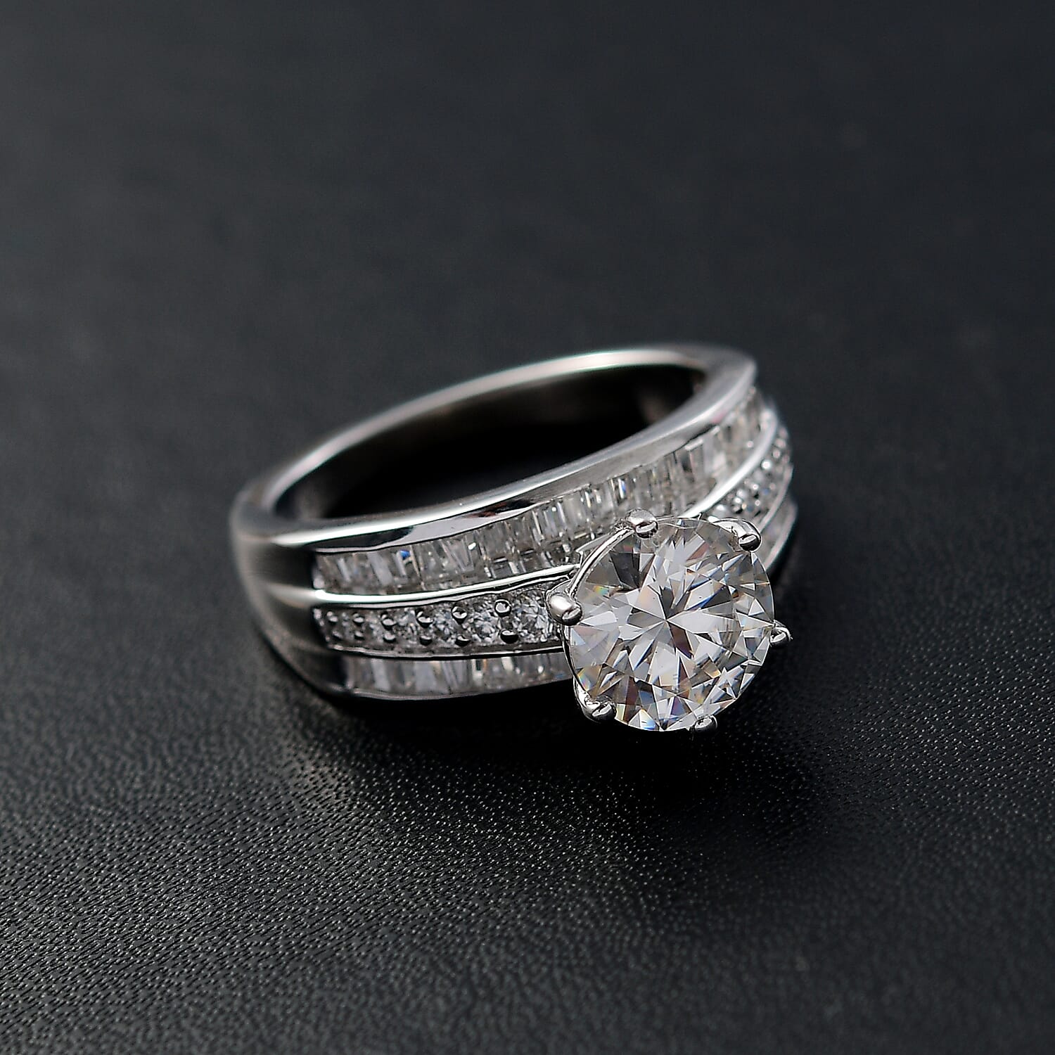 Moissanite (Rnd 8mm) Ring in 18K Vermeil YG Over Sterling Silver (Size 10.0) 3.60 ctw
