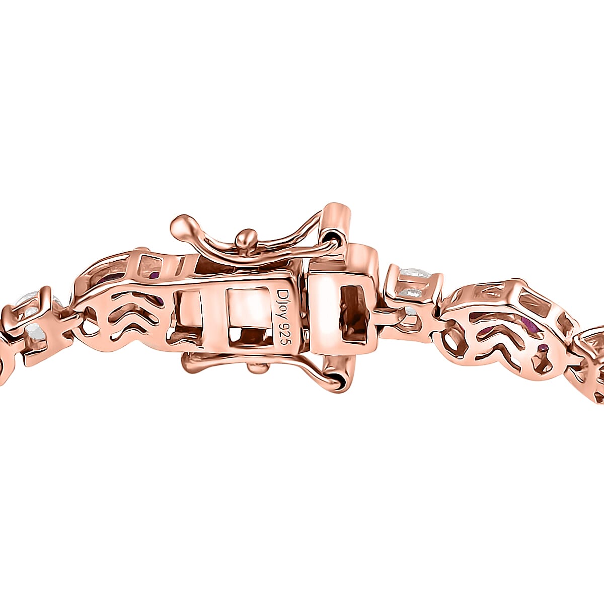 D'Joy Premium Anthill Garnet and White Zircon 9.85 ctw Heart Bracelet in 18K Vermeil Rose Gold Over Sterling Silver (8.00 In) image number 3